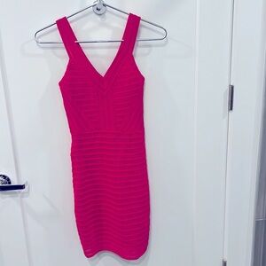 “Barbie Pink BEBE Bodycon Dress | XS | Ribbed & Quality | Cocktail/Party Ready”